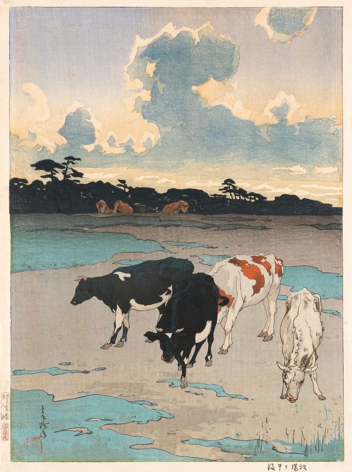 Afternoon in a Pasture woodblock print