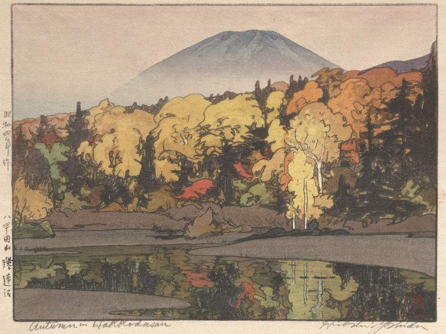 Autumn in Hakkodasan woodblock print