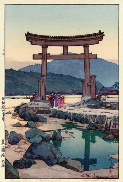 Benten Shrine in Nezumigaseki woodblock print