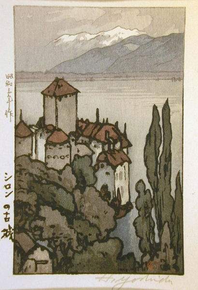 Castle of Chillon woodblock print