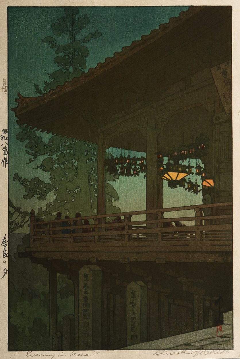 Evening in Nara woodblock print