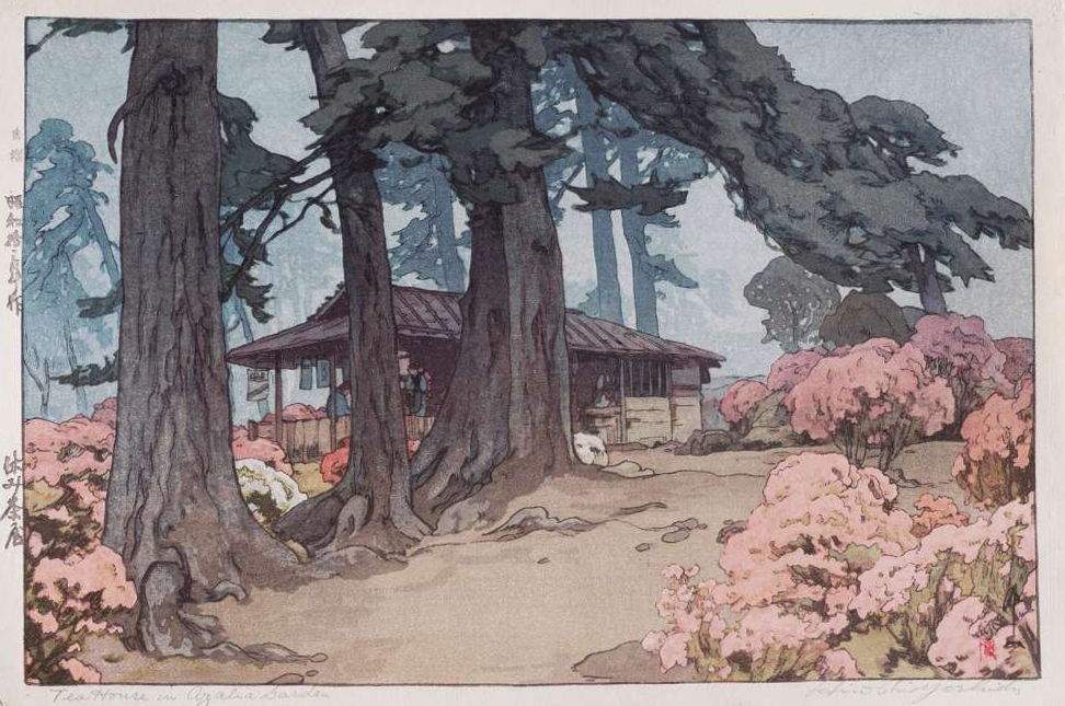 Tea House in Azalea Garden woodblock print