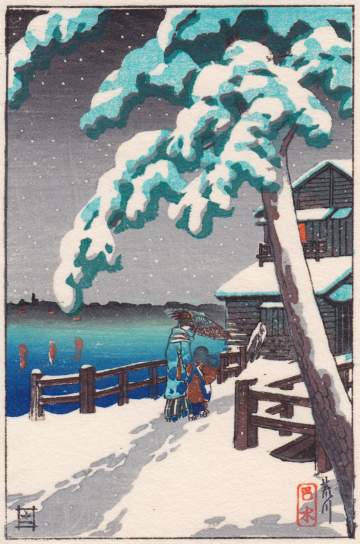 Kawase Hasui - Arakawa in Snow thumbnail