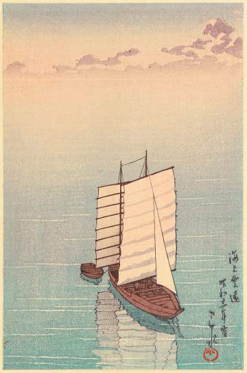 Kawase Hasui - At Sea with Distant Clouds thumbnail