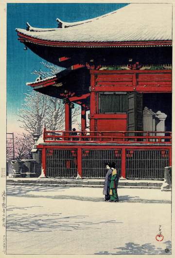 Kawase Hasui - Clear Weather after Snow at the Kannon
Temple, Asakusa thumbnail