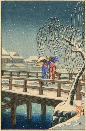 Kawase Hasui - Edogawa in Snow thumbnail