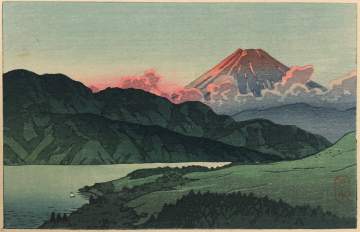 Kawase Hasui - Evening of Mount Fuji from Lake Ashino-ko thumbnail