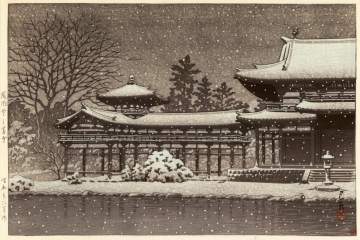 Kawase Hasui - Evening Snow at Phoenix Hall thumbnail