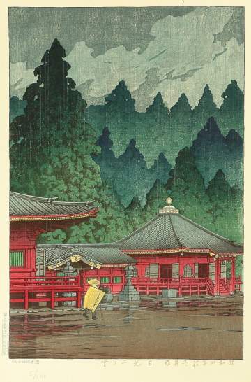 Kawase Hasui - Futatsu Hall, Nikko thumbnail
