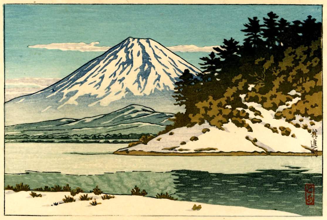 Lake Shoji - Kawase Hasui Catalogue woodblock print