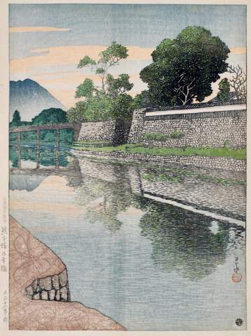 Kawase Hasui - Miyuki Bridge at Kumamoto Castle thumbnail
