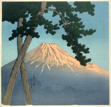 Kawase Hasui - Mount Fuji at Dawn thumbnail