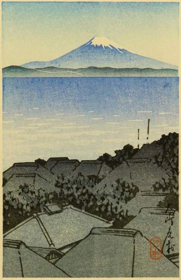Kawase Hasui - Mount Fuji from a village thumbnail