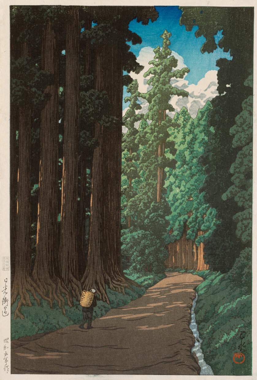 Nikko Highway - Kawase Hasui Catalogue woodblock print