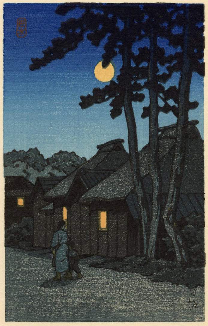 Nissaka on a Moonlit Night - Kawase Hasui Catalogue woodblock print