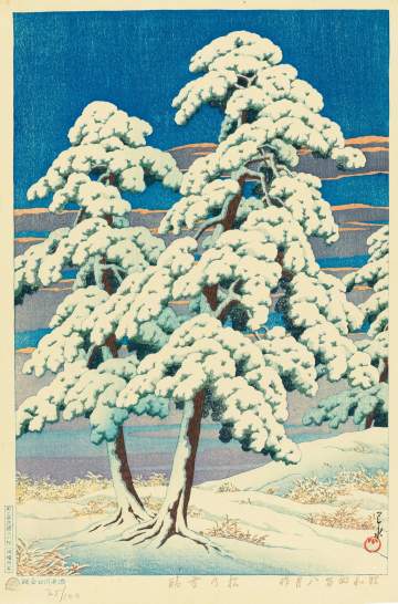 Kawase Hasui - Pine Tree After Snow thumbnail