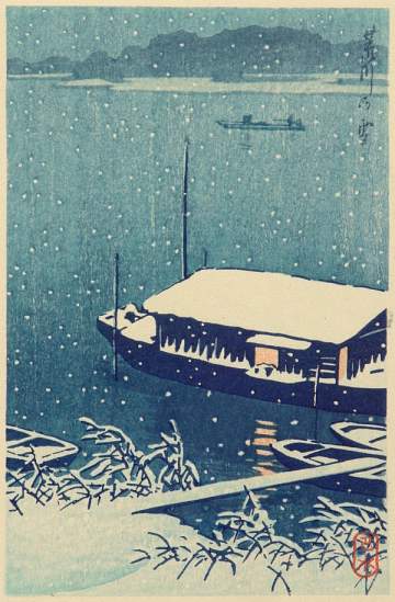 Kawase Hasui - Snow at Arakawa River thumbnail