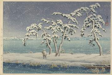 Kawase Hasui - Snow at Hinuma, Mito thumbnail