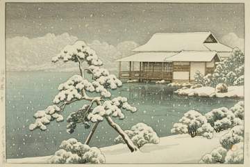 Kawase Hasui - Snow at Kiyosumi Garden thumbnail