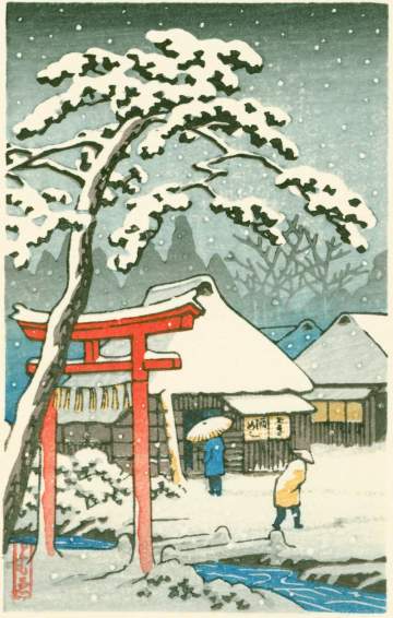 Kawase Hasui - Snow at Ozawa thumbnail