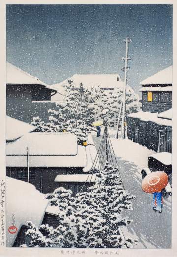 Kawase Hasui - Snow at Shirochi thumbnail