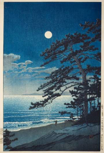 Kawase Hasui - Spring Moon at Ninomiya Beach thumbnail