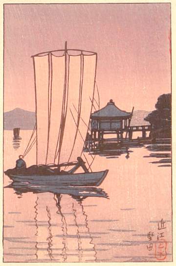 Kawase Hasui - Sunset at Katata, Omi thumbnail