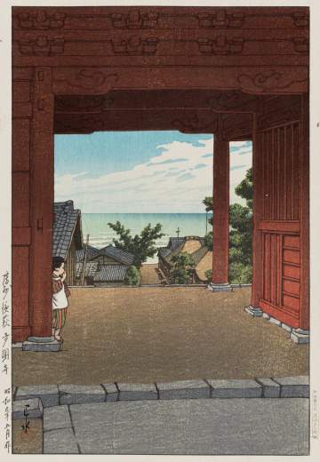 Kawase Hasui - Tamonji Temple at Hamahagi, Boshu thumbnail