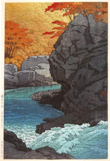 Kawase Hasui - Tengu Rock, Autumn in Shiobara thumbnail