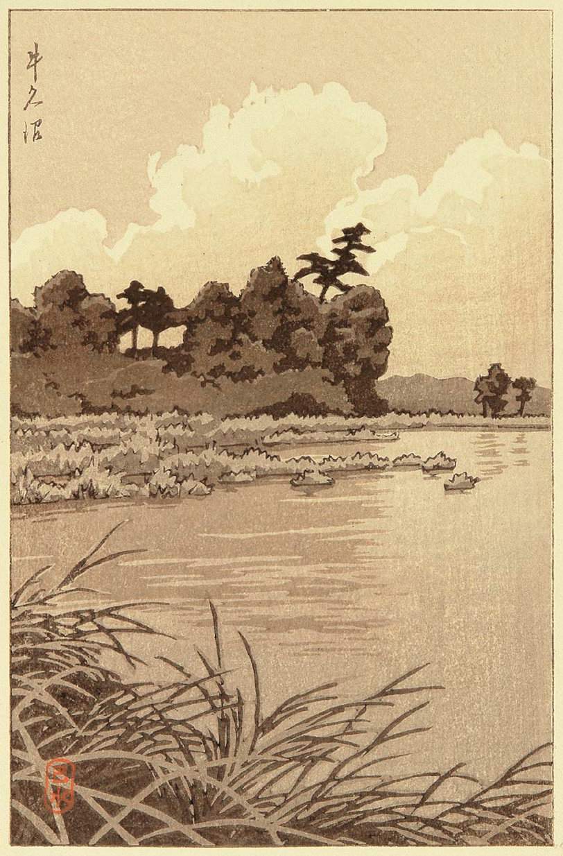 Ushiku Marsh - Kawase Hasui Catalogue woodblock print