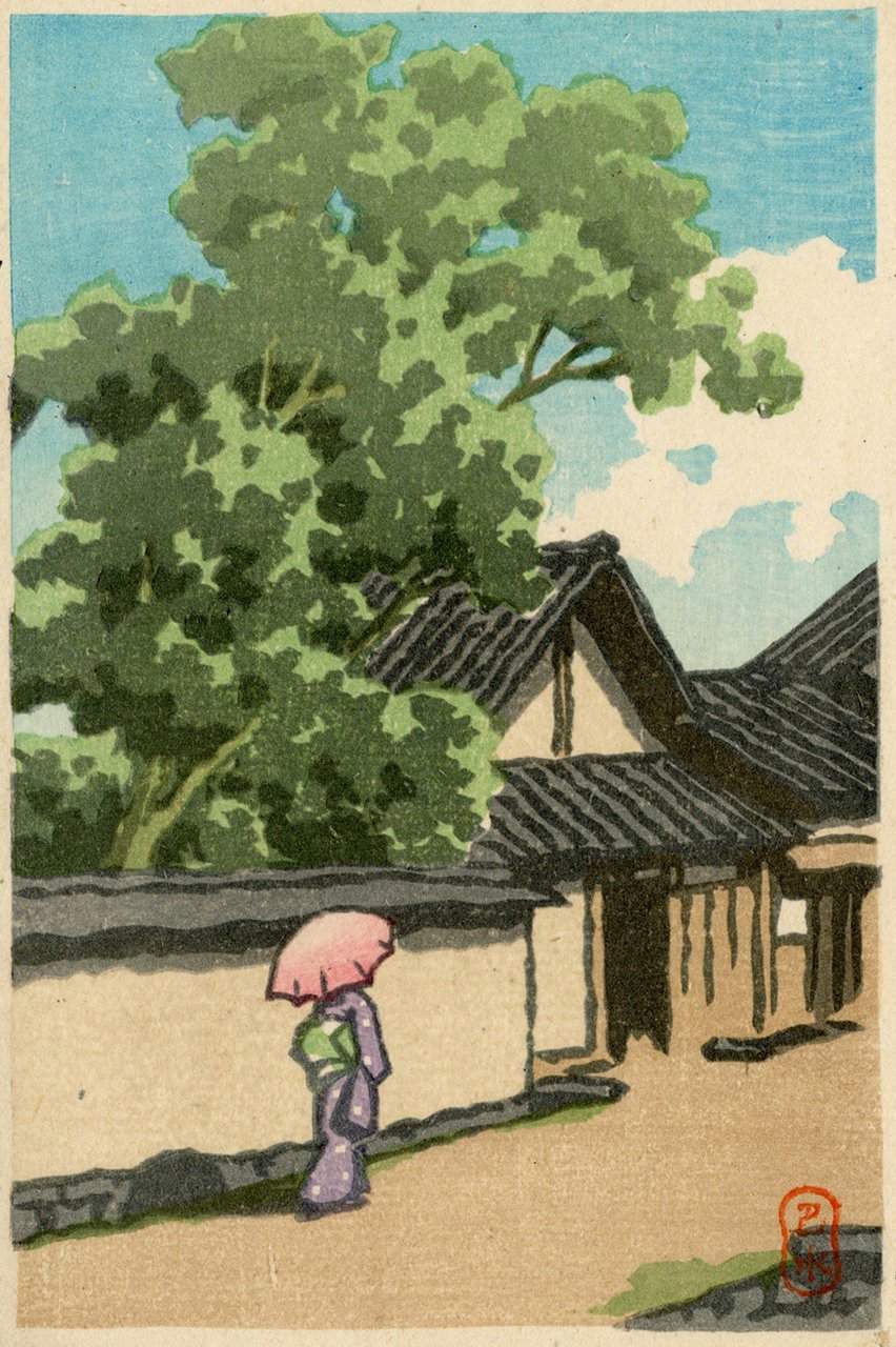 Village on a Summer's Day - Kawase Hasui Catalogue woodblock print