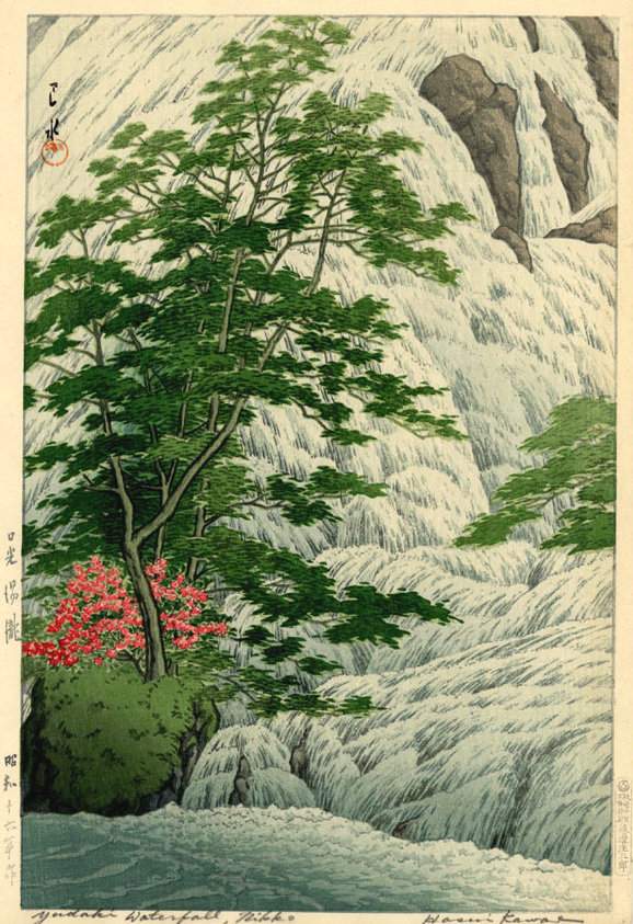 Yudaki Falls, Nikko - Kawase Hasui Catalogue woodblock print
