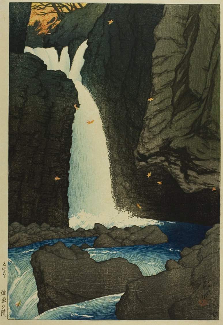 Yuhi Falls, Shiobara - Kawase Hasui Catalogue woodblock print