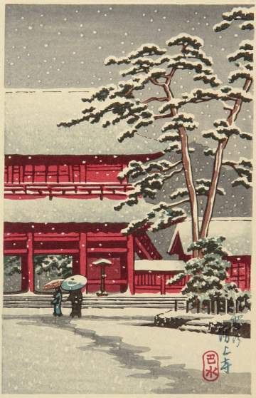 Kawase Hasui - Zojoji Temple in Snow thumbnail