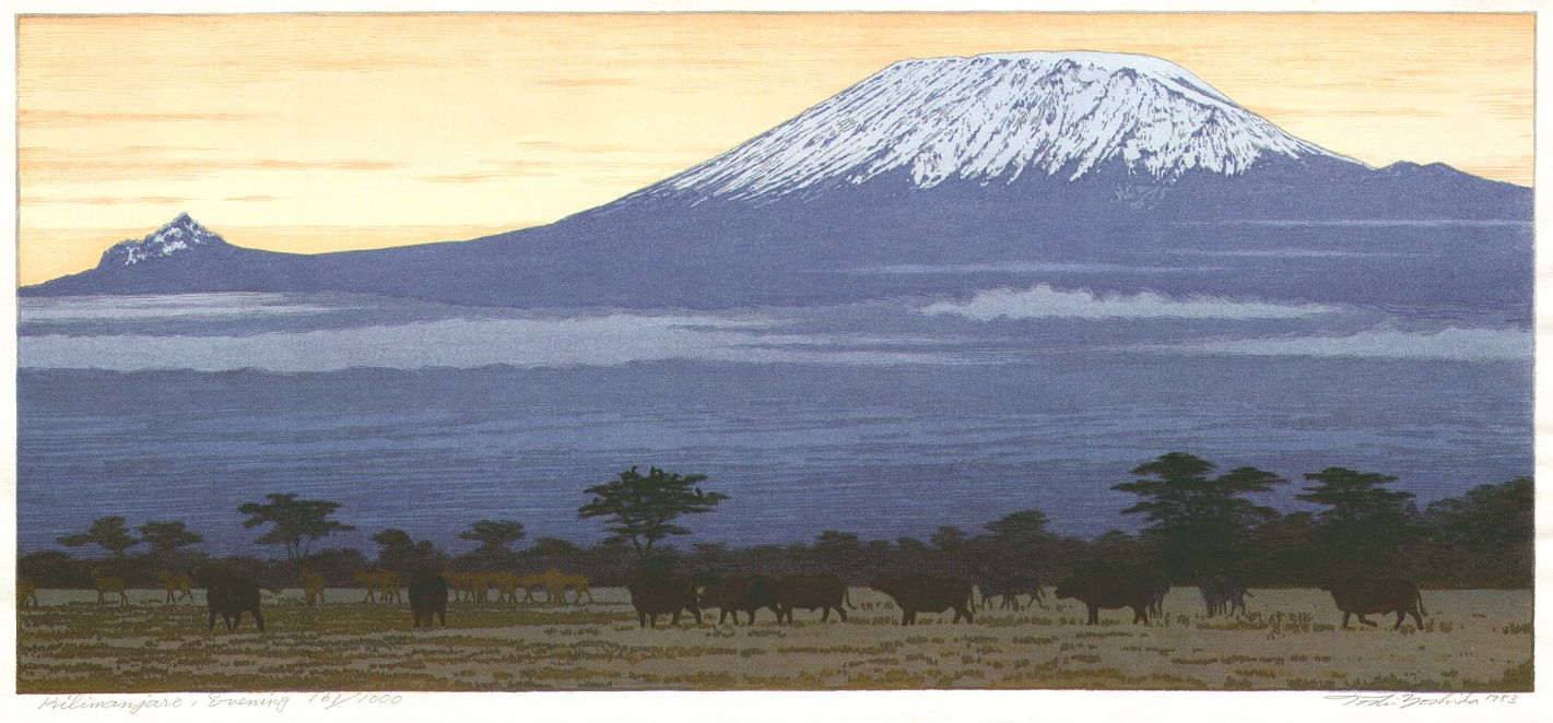 Kilimanjaro, Evening woodblock print