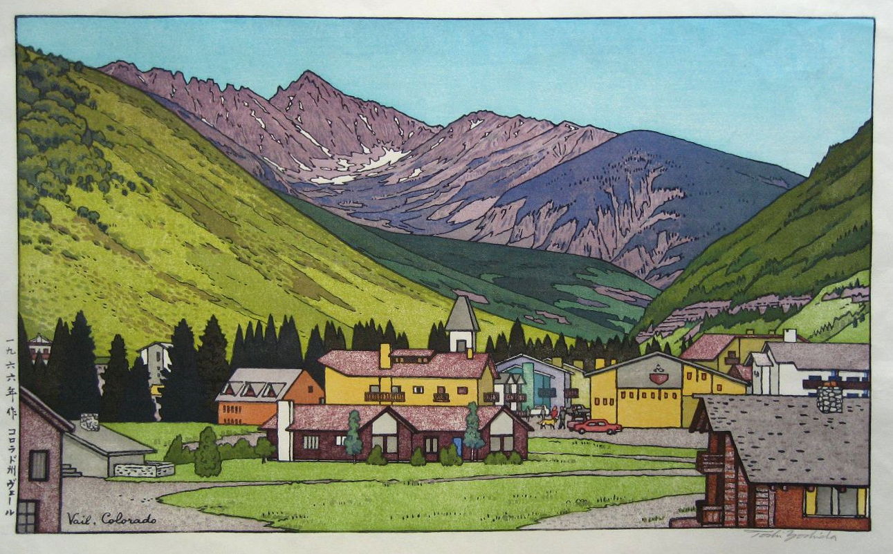 Vail, Colorado woodblock print